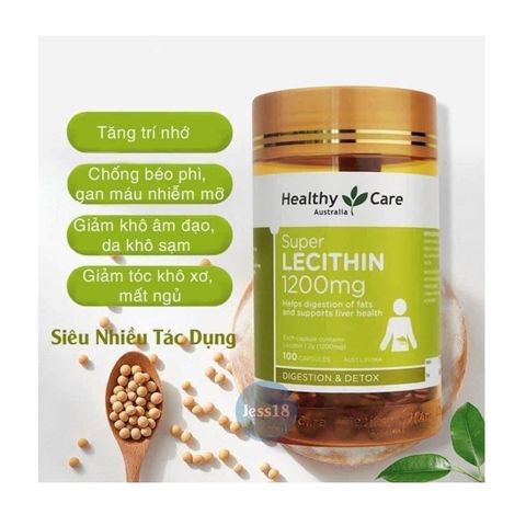 Mầm đậu nành Healthy Care Super Lecithin 1200mg - Hỗ trợ cân bằng nội tiết, cải thiện sức khỏe phụ nữ, made in Australia