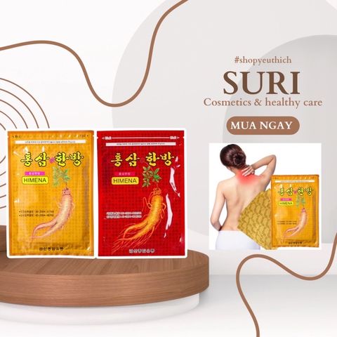 Miếng Dán Cao Hồng Sâm Himena Hàn Quốc - Combo 5 Miếng Giảm Đau Lưng, Đau Khớp Cho Người Già và Người Vận Động