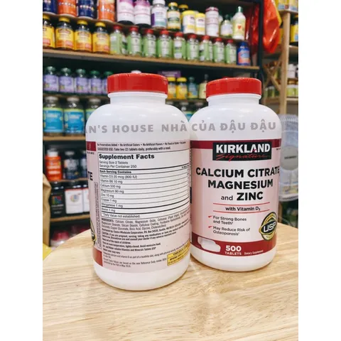 Bổ Sung Canxi Kirkland Calcium Citrate Magnesium And Zinc 500 Viên