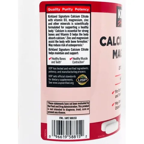 Bổ Sung Canxi Kirkland Calcium Citrate Magnesium And Zinc 500 Viên