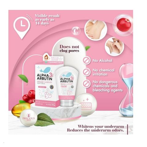 Kem Dưỡng Vùng Nách Alpha Arbutin Hữu Cơ 50gr - Làm Sáng Mịn Da Dưới Cánh Tay, Ngăn Mùi Tự Nhiên, Kem Chăm Sóc Da Mặt Cao Cấp