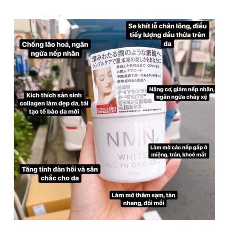 Kem Dưỡng Trắng Da Chống Lão Hóa NMN White All In One Gel Nhật Bản - 245g, Nâng Cơ, Giảm Nếp Nhăn, Phục Hồi Da Tổn Thương