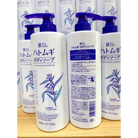 Sữa Tắm Trắng Da Hatomugi 800ml - Dưỡng ẩm, Làm Sáng Da, Tẩy Tế Bào Chết, Hương Thơm Tươi Mát - Xuất Xứ Nhật Bản
