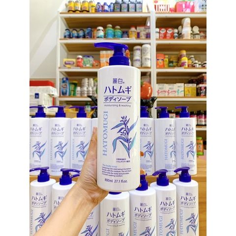 Sữa Tắm Trắng Da Hatomugi 800ml - Dưỡng ẩm, Làm Sáng Da, Tẩy Tế Bào Chết, Hương Thơm Tươi Mát - Xuất Xứ Nhật Bản