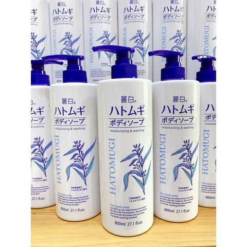 Sữa Tắm Trắng Da Hatomugi 800ml - Dưỡng ẩm, Làm Sáng Da, Tẩy Tế Bào Chết, Hương Thơm Tươi Mát - Xuất Xứ Nhật Bản
