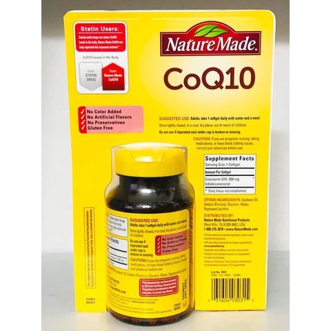 Viên uống bổ tim mạch CoQ10 Nature Made 200mg - Hỗ trợ sức khỏe tim mạch, ổn định huyết áp, tăng cường miễn dịch - 140 viên của Mỹ