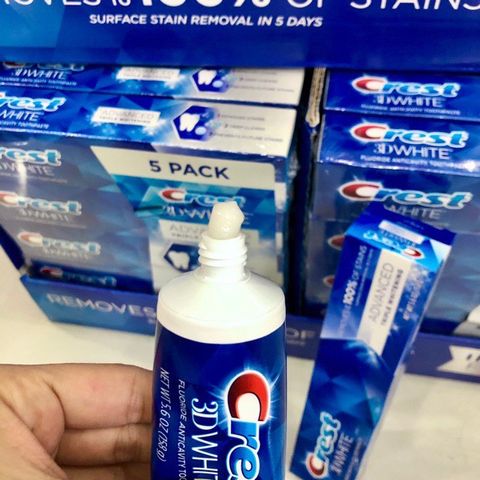Kem đánh răng Crest 3D White Advanced 158g - Trắng răng hiệu quả, ngăn ngừa vết bẩn, hơi thở thơm mát suốt cả ngày