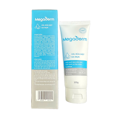 Gel Rửa Mặt Megaderm Sạch Dầu Mụn 100g - Sạch Sâu, Ngăn Ngừa Mụn, Dành Cho Da Nhờn, Hỗ Trợ Làm Sạch Và Kháng Khuẩn