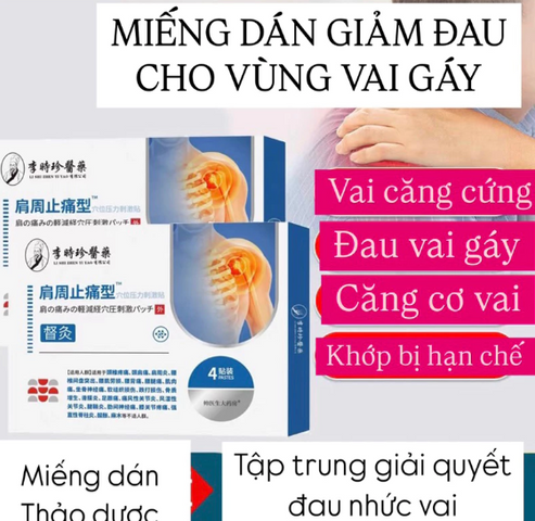 Hộp 4 Miếng Dán Giảm Đau Xương Khớp Vai Gáy - Dán  Đau Nhức, Thư Giãn Cơ Bắp Hiệu Quả