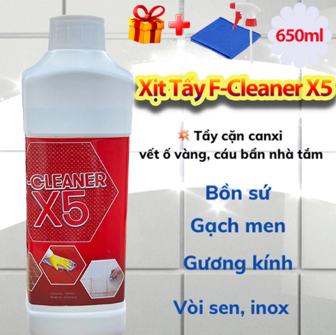 Nước Tẩy Trắng Vệ Sinh Sàn Nhá Dạng Xịt F-Cleaner X5 650ml - Sản Phẩm Làm Sạch Đường Ron Xi Măng và Bề Mặt Gạch Men