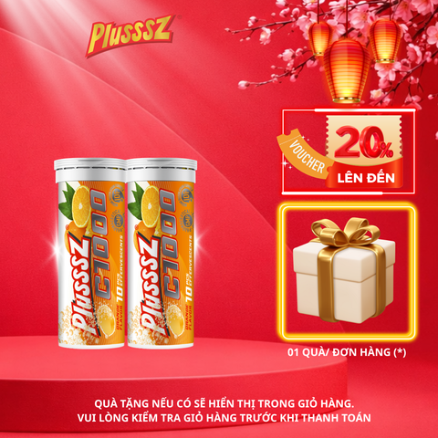 Viên Sủi PLUSSSZ C1000 1000mg Vitamin C Hương Cam - Hỗ Trợ Tăng Đề Kháng và Sức Khỏe - Combo 2 Tuýp 20 Viên Sủi