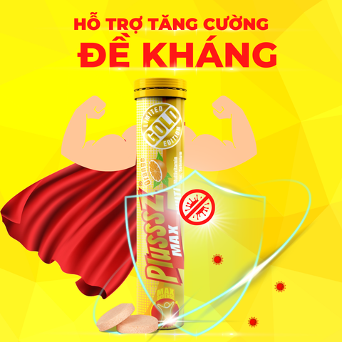Viên sủi Plusssz Max Multivitamin vị cam không đường - Tăng sức đề kháng, hỗ trợ sức khỏe, phù hợp cho mọi lứa tuổi từ 9 tuổi trở lên.