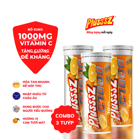 Viên sủi Plusssz Vitamin C 1000mg vị cam không đường - Hỗ trợ bổ sung vitamin hàng ngày, sản phẩm nhập khẩu Châu Âu, dễ sử dụng.