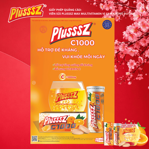 Viên sủi Plusssz Vitamin C 1000mg vị cam không đường - Hỗ trợ bổ sung vitamin hàng ngày, sản phẩm nhập khẩu Châu Âu, dễ sử dụng.