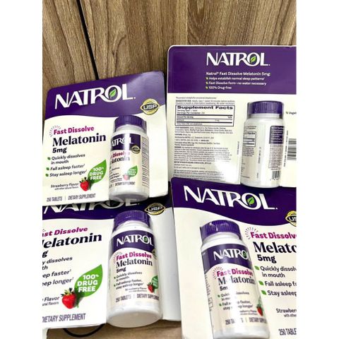 Viên Ngậm Ngủ Ngon Natrol Melatonin 5mg - Hỗ Trợ Giấc Ngủ 250 Viên Mỹ, Giảm Stress, An Giấc Trọn Vẹn