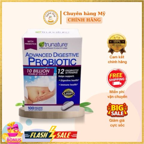 Viên uống Trunature Advanced Digestive Probiotic Mỹ - Hỗ trợ tiêu hóa và miễn dịch hiệu quả cho sức khỏe tốt hơn