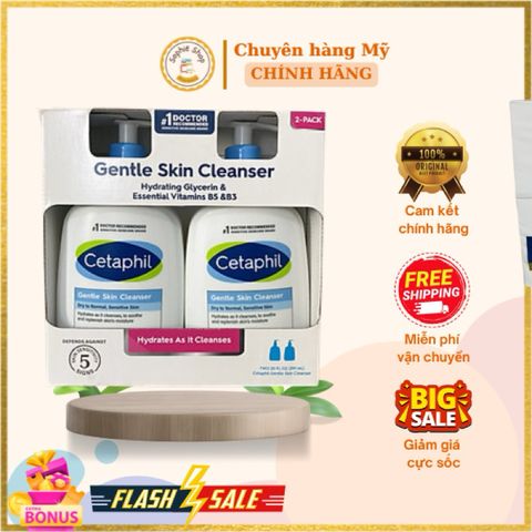 Sữa Rửa Mặt Cetaphil 591ml - Dành Cho Da Nhạy Cảm, Giúp Làm Sạch Nhẹ Nhàng Không Gây Kích Ứng, Set 2 Chai Mẫu Mới Nhất