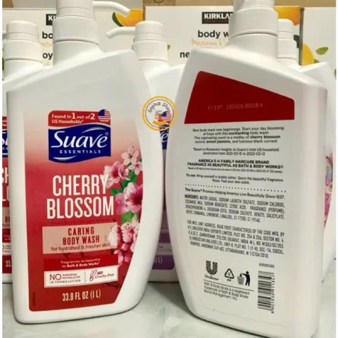 Sữa Tắm Suave Essential 1L - Chiết Xuất Hoa Anh Đào & Hoa Đậu Ngọt Dưỡng Ẩm, Mùi Hương Quyến Rũ Cho Làn Da Mịn Màng