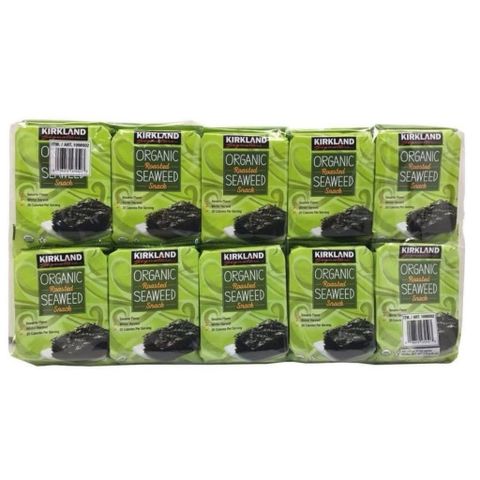 Rong Biển Khô Ăn Liền Organic Kirkland - Snack Tảo Biển Nướng Mỹ, Gói 17g, Thực Phẩm Hữu Cơ Dinh Dưỡng, Ăn Ngay Tiện Lợi, 10 Gói