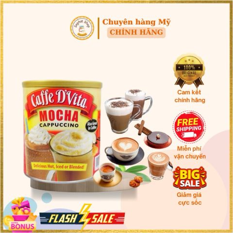 Cà phê bột Mocha Capuchino Caffe D'Vita 1.8kg - Thưởng thức vị cà phê hòa quyện chocolate tuyệt hảo từ Mỹ