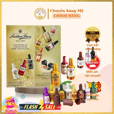 Socola Rượu Ant.hon B.erg Dark Chocolate - Kẹo Socola Đen Hương Vị Rượu Borghetti Sang Trọng, Hương Thơm Đậm Đà 100% Bơ Cacao Nhập Khẩu