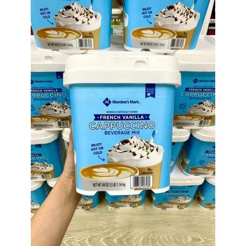 Bột Cà Phê Sữa Member's Mark French Vanilla Cappuccino 1.36kg - Hương Vị Đậm Đà, Tăng Cường Năng Lượng, Thức Uống Tỉnh Tảo