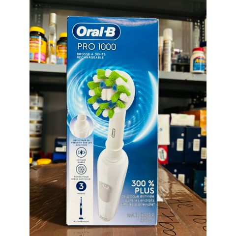 Bàn Chải Điện Oral-B Pro 1000 Chính Hãng Mỹ - Công Nghệ Làm Sạch Răng Siêu Đỉnh và Đầu Thay Bàn Chải Kèm Theo