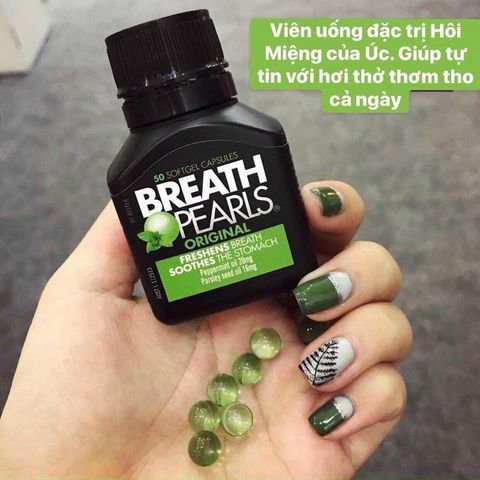 Viên Uống Thơm Miệng Breath Pearls Úc - Hỗ Trợ Tiêu Hóa, Thơm Mát Cả Ngày, 50 Viên Giúp Hơi Thở Tươi Mát