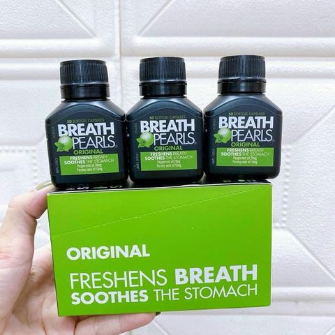 Viên Uống Thơm Miệng Breath Pearls Úc - Hỗ Trợ Tiêu Hóa, Thơm Mát Cả Ngày, 50 Viên Giúp Hơi Thở Tươi Mát