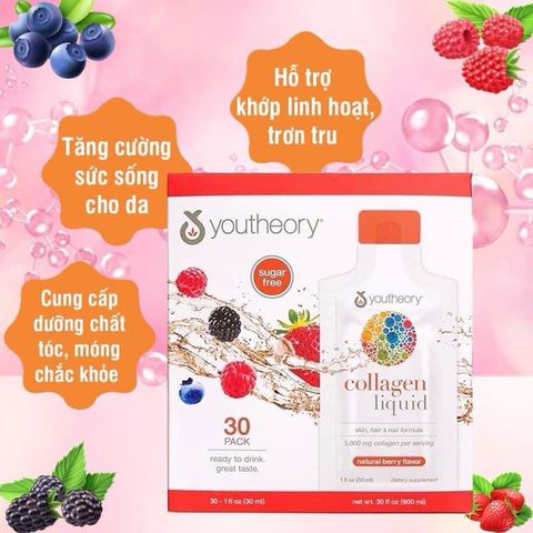 Nước Collagen Youtheory Hương Berry - Bổ Sung Collagen Tự Nhiên Giúp Da Trẻ Trung, Khỏe Mạnh