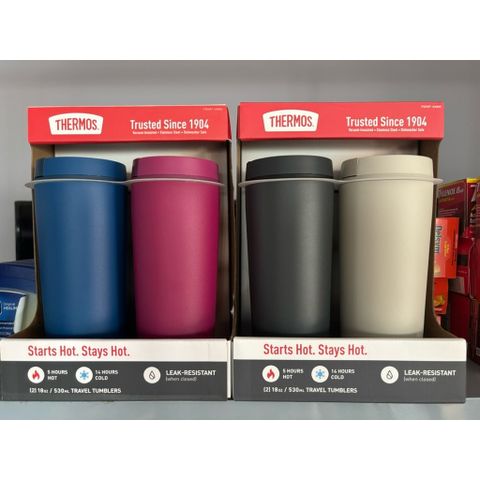 Set 2 Ly Giữ Nhiệt Thermos Stainless 530ml - Giữ Nóng 5 Tiếng, Giữ Lạnh 14 Tiếng - An Toàn, Tiện Dụng Cho Du Lịch, Công Sở