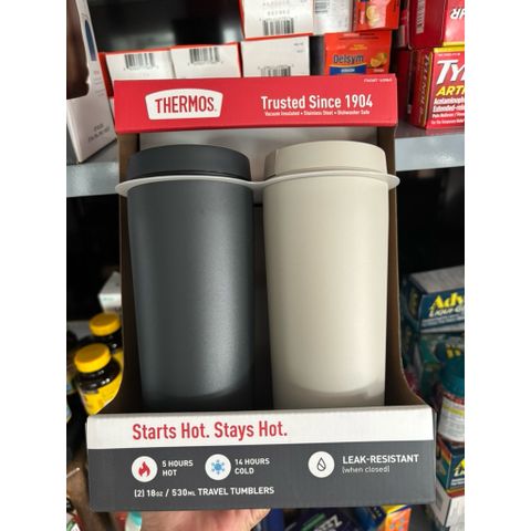 Set 2 Ly Giữ Nhiệt Thermos Stainless 530ml - Giữ Nóng 5 Tiếng, Giữ Lạnh 14 Tiếng - An Toàn, Tiện Dụng Cho Du Lịch, Công Sở