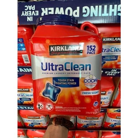 Viên Giặt Kirkland Ultra Clean 152 Viên - Đánh Bật Vết Bẩn, Trắng Sáng, Thơm Mát Cả Ngày, Dễ Sử Dụng, Bảo Vệ Vải Quần Áo