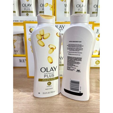Sữa Tắm OLAY PLUS Vàng 700ml - Hương Bơ & Hạnh Nhân, Chăm Sóc Da Mịn Màng, Xuất Xứ Mỹ