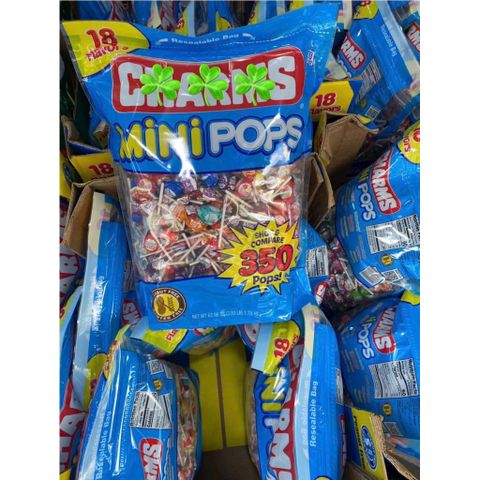 Kẹo Mút Charms Mini POP Mỹ - Hương Vị Trái Cây Dưa Hấu, Dâu Tây, Cherry, Nho, Táo - Kẹo Cao Su Độc Đáo Cho Bé 350 Cây