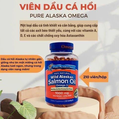 Dầu cá hồi Pure Alaska Omega - Wild Alaskan Salmon Oil 1000mg 210 viên