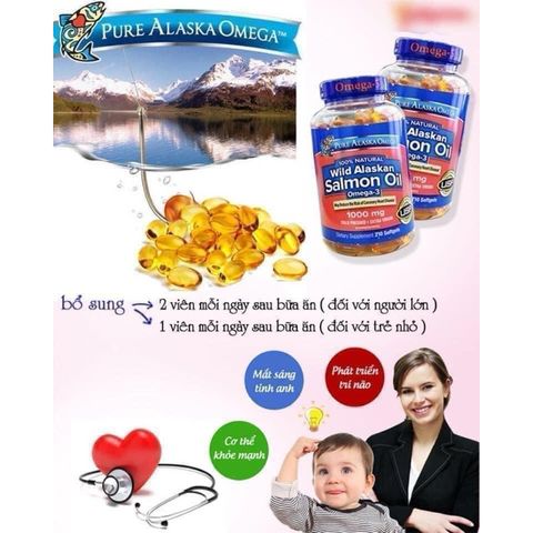Dầu cá hồi Pure Alaska Omega - Wild Alaskan Salmon Oil 1000mg 210 viên