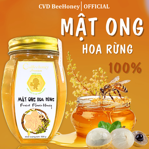 Mật Ong Hoa Rừng Cao Cấp Nguyên Chất CVDBEEHONEY 500g - Tăng Đề Kháng, Làm Đẹp Da, Hỗ Trợ Sức Khỏe Tự Nhiên