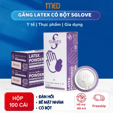 Găng Tay Cao Su Latex Có Bột Sgloves 4.8g Dùng Bếp, Spa, Y Tế