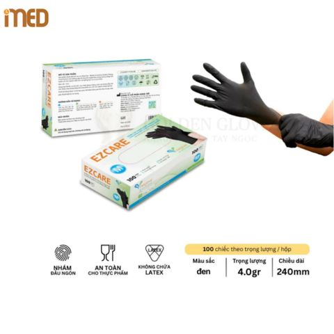 Găng Tay Nitrile Không Bột Màu Đen – Co Giãn Tốt – Hộp 100 Chiếc