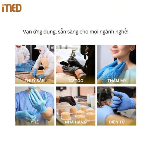 Găng Tay Nitrile VietGlove Không Bột Màu Xanh (100 Chiếc)