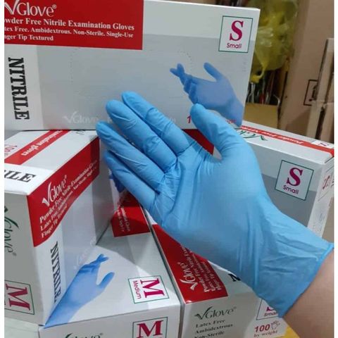 Găng Tay Nitrile Xanh VRG Không Bột – Dùng Nail, Spa, Chế Biến Thực Phẩm - 100 Chiếc