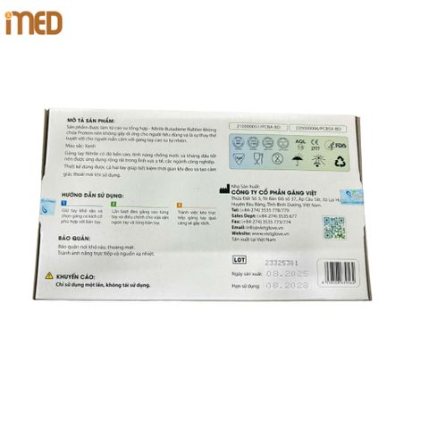Găng Tay Nitrile VietGlove Không Bột Màu Trắng (100 Chiếc)