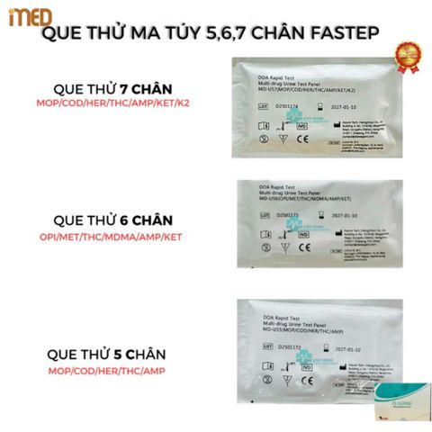 Que thử ma túy 5 chân, 6 chân, 7 chân Fastep - Bộ kit xét nghiệm nhanh, phát hiện các chất gây nghiện (Che Tên SP)