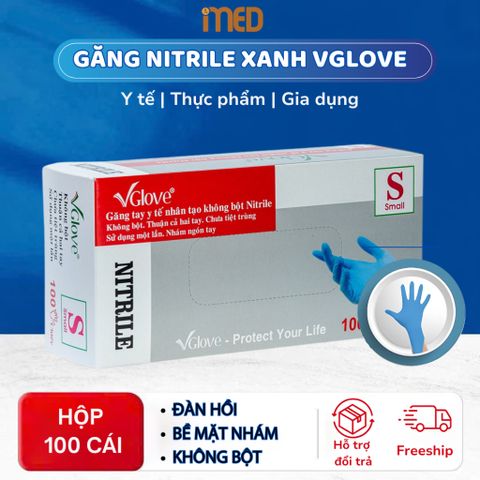 Găng Tay Nitrile Xanh VRG Không Bột – Dùng Nail, Spa, Chế Biến Thực Phẩm - 100 Chiếc