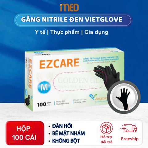 Thùng 10 Hộp Găng Tay Nitrile Không Bột VIETGLOVE Đen - An Toàn Vệ Sinh Trong Chế Biến Thực Phẩm và Dịch Vụ Spa