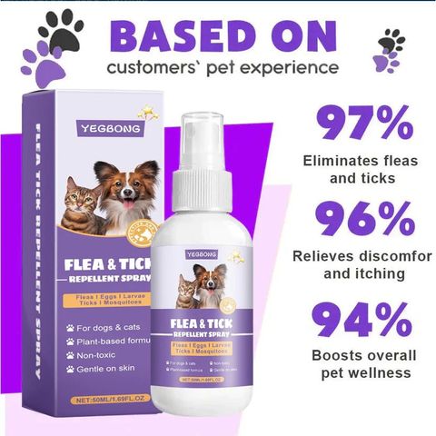 Chai Xịt Ve Rận, Bọ Chét Chó Mèo 50ml Chính Hãng - Loại Bỏ Bọ Chét Trứng Ấu Trùng An Toàn Hiệu Quả