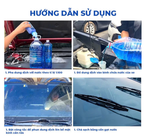 Nước Pha Rửa Kính Ô TÔ BUG WASH Dung Tích 1Lít Đậm Đặc Tỉ Lệ 1:100 Pha Được 100 lít Nước Rửa Kính