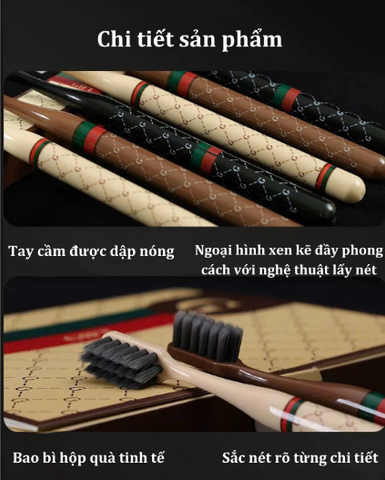 Combo Bộ 6 Bàn Chải Đánh Răng Lông Mềm Mại Họa Tiết Cao Cấp Sang Trọng, Bảo Vệ Răng Miệng