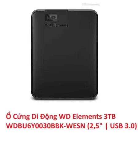 XẢ KHO - Ổ cứng HDD WD Elements Portable 4TB 2.5 inch 3.0 (WDBU6Y0040BBK-WESN) Bảo hành 2 năm 1 đổi 1 Chuẩn USB 3.0 Hàng tồn kho trôi bảo hành -Phân phối Chính Hãng 100% Tặng kèm theo Bao đựng ổ 